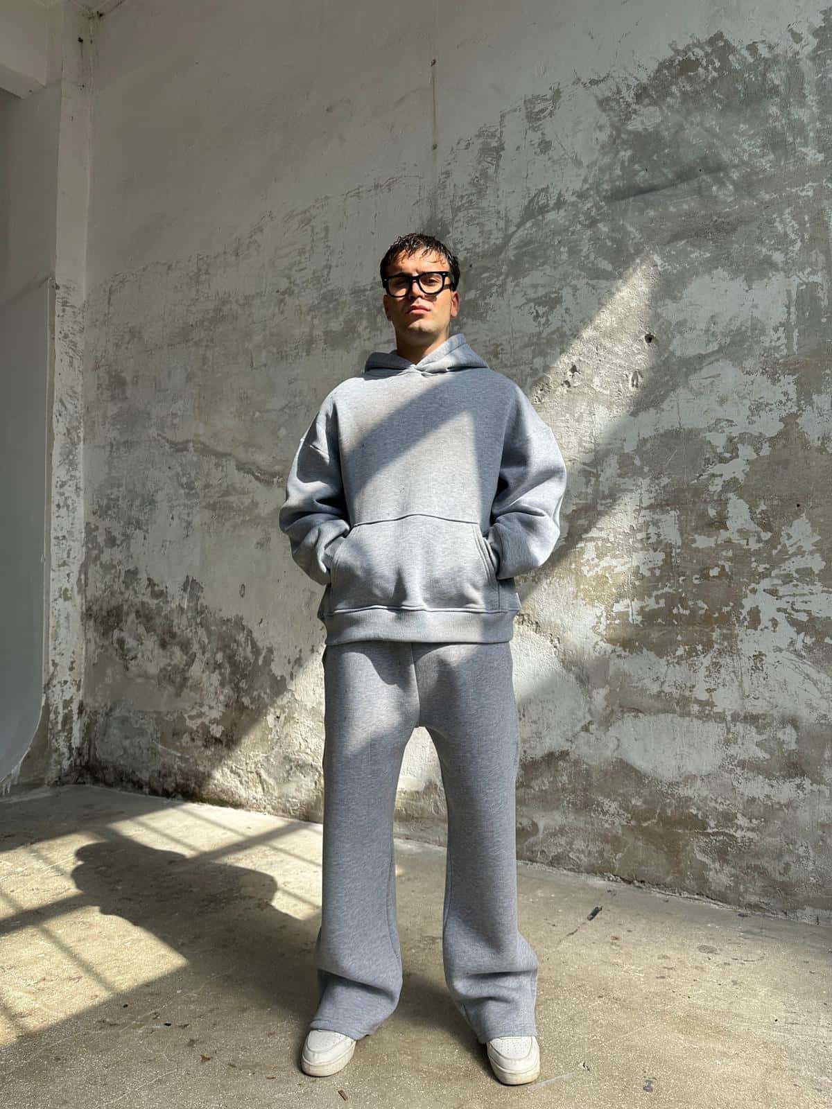 Gray Oversized Basic Hoodie