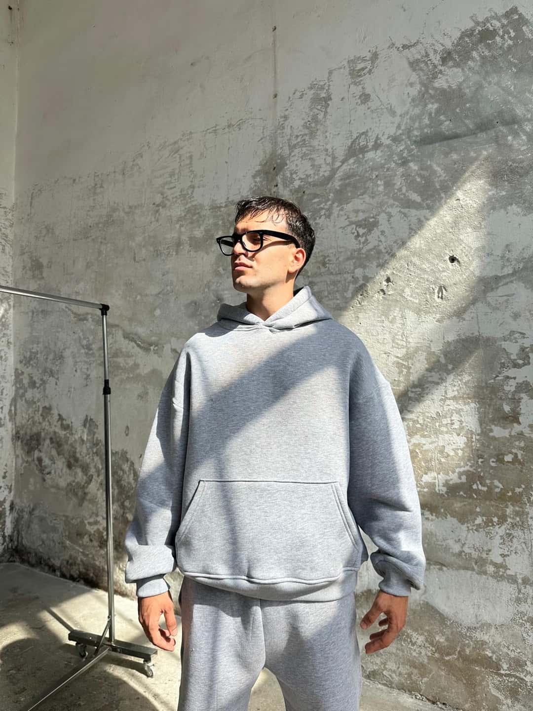 Gray Oversized Basic Hoodie