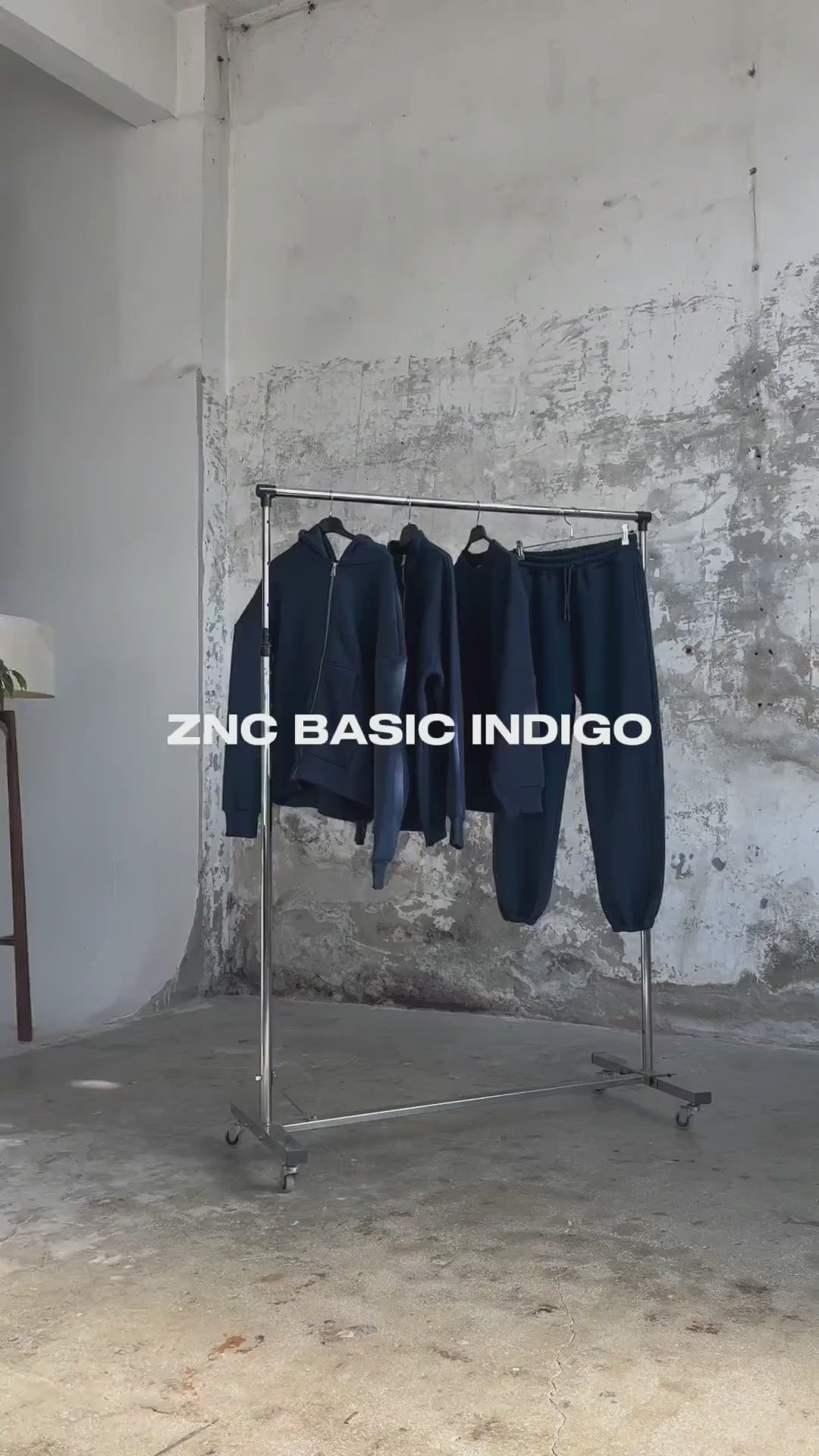 Essential Tracksuit Half Zipper/Sweatpants Set - Indigo